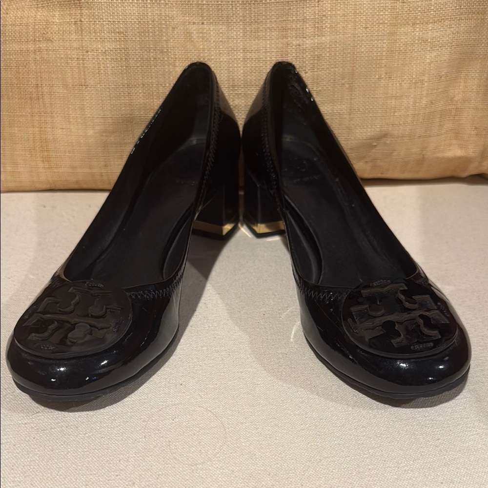 Tory Burch Black Heels with Gold Accent